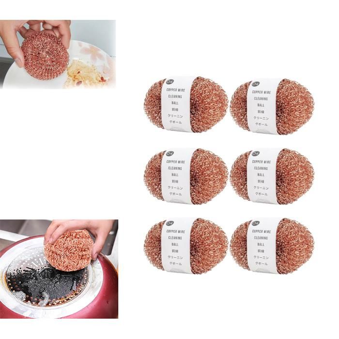 Éponge/Grattoir En Cuivre - Lot De 4 - Pour Nettoyer Casseroles Brûlées, Fours, Grilles - Sans Rayures, Réutilisable