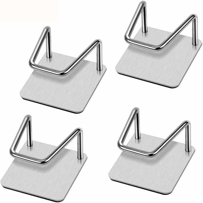 Porte-éponge Adhésif Inox 304 - Lot De 4, étanche, Support Lourd, Pour évier Cuisine Ou Salle De Bain