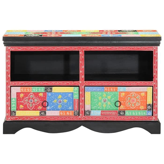 “RabaisMeuble TV/Armoire salon - Banc TV - KENNETH - Multicolore 80 x 35 x 50 cm Bois de manguier massif Août846641