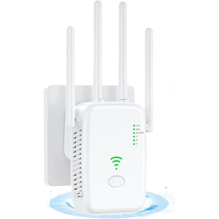 Répéteur WiFi 4 Antennes – Amplificateur De Signal, 2 Ports LAN, Mode Répéteur/routeur/AP – Couverture Jusqu'à 200 M²