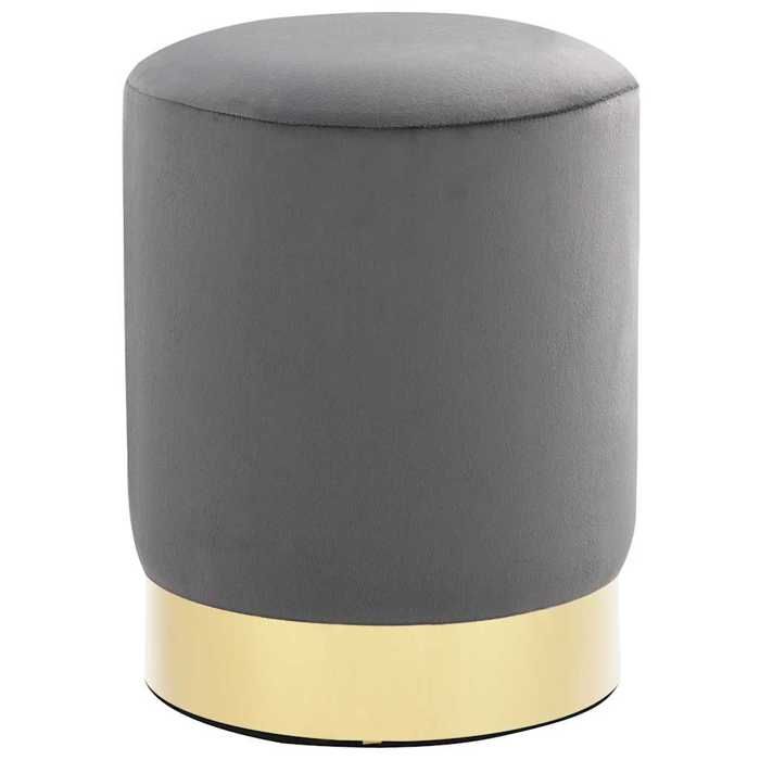 Tabouret - vidaXL - Velours Gris foncé - Base dorée - 28 x 36 cm
