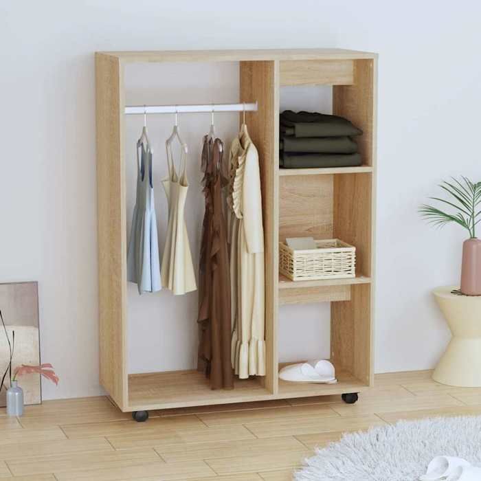 Brun Garde-robe JILLS Armoire penderie Pour chambre Chêne sonoma 80x40x110 cm Bois d’ingénierie LV1587