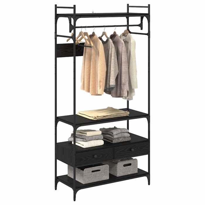 Armoire en bois dingénierie - vidaXL - Chêne noir - 89x39x184 5 cm - Finition mate - Grand espace de stockage
