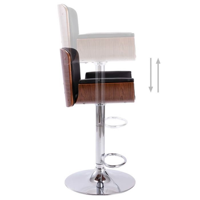 TOP 2026 Tabouret de bar - 1 PC - Pour 1 personne - Noir Similicuir - 51.5x49.5x(89-109) cm TT48