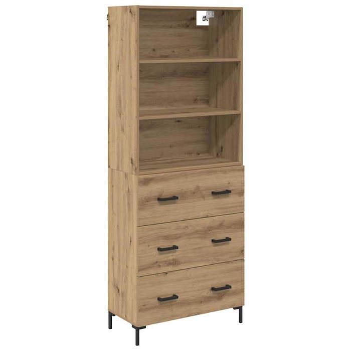Buffet haut moderne - vidaXL - Chêne artisanal - Bois dingénierie - 69 5x34x180 cm - Avec tiroir - Poids maximal 120 kg
