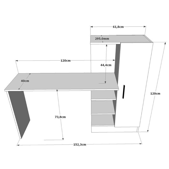 Bureau en bois CT2 - 152 x 40 x 120 cm - Pin atlantique Blanc Bureau en bois CT2 - 152 x 40 x 120 cm - Pin atlantique Blanc
