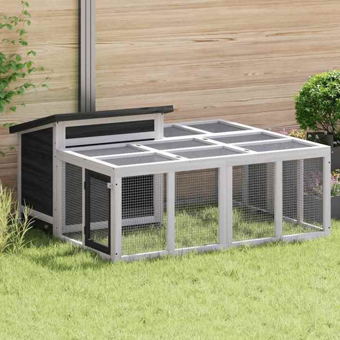 Gris Clapier/Enclos/Cage Conception ventilée gris 144x123x675 cm bois de pin massif A533