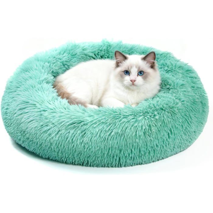 Lit Chat Moelleux 50Cm Coussin Donut Rond Doux et Lavable Panier Canapé Pour Petits Chiens et Chats Vert - 50 cm