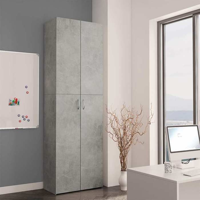 En PromotionCabinet de classement Moderne - ABOTT@ Armoire de bureau/Armoire haut - Gris béton 60x32x190cm Bois dingénierie 22909