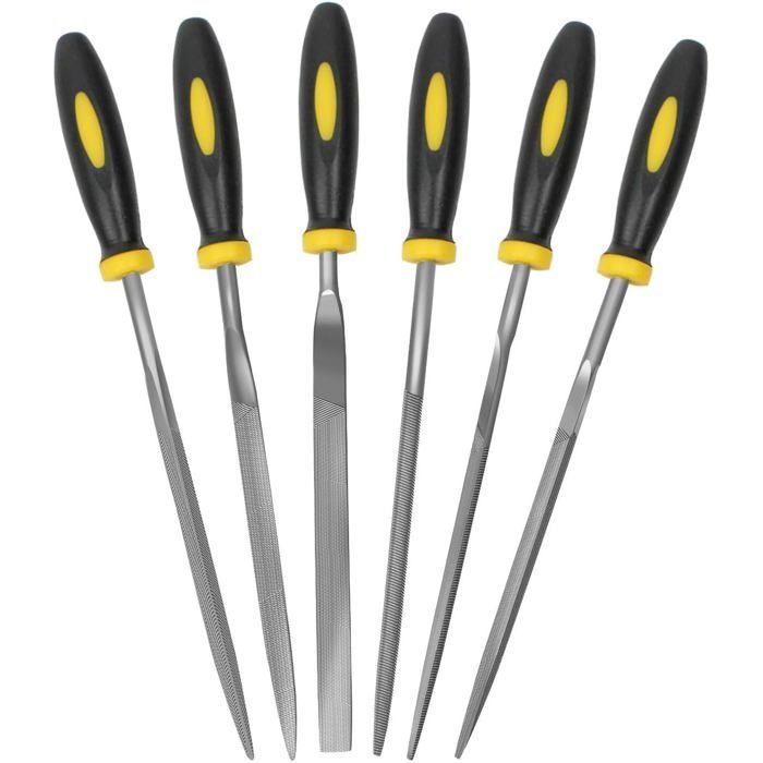 Ensemble de fichiers 6 pièces limes à aiguilles de 55 pouces convient au métal au bois au verre au cuir aux bijoux etc.