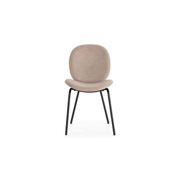 LINE - Lot de 2 chaises pieds en métal noir - Beige