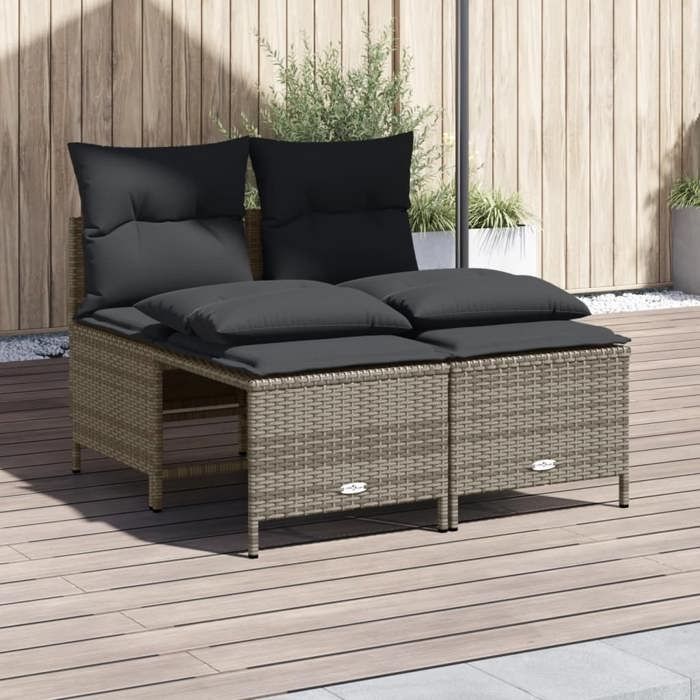 VIDAXL Salon bas de jardin (4 pcs) - ANTI-UV - + coussins - gris résine tressée 52x48x61.5 cm M9050
