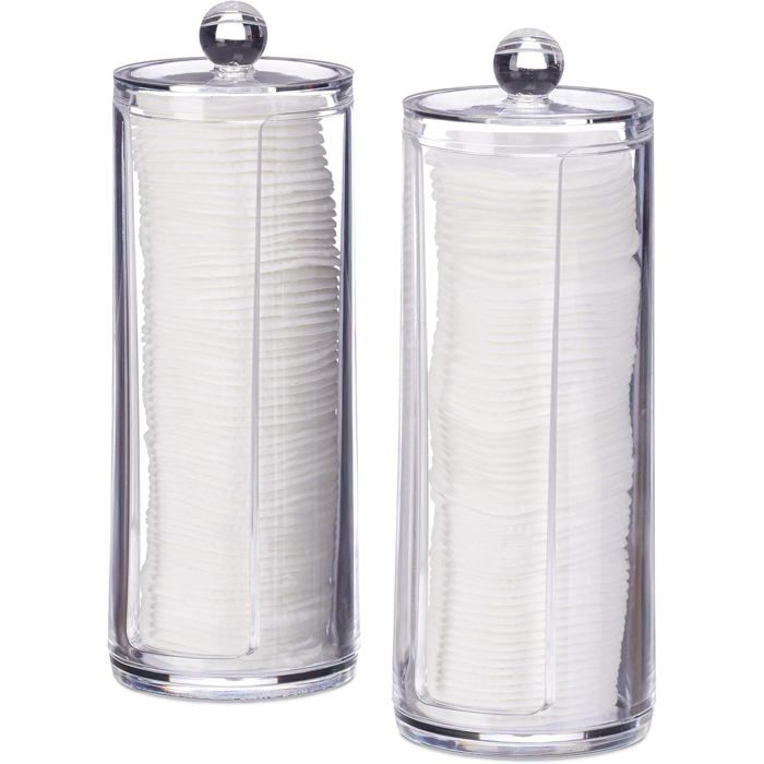 Distributeur Coton Démaquillant - Lot de 2 - Acrylique Transparent - Rangement Hygiénique avec Couve UMD DESSIN ANIME - UMD ANIMATI