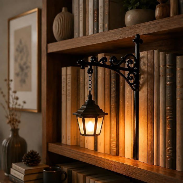 Lanterne Bibliothèque Library Ghost Bookshelf Lantern Lampe Livre Lecture Rétro Résine Lampe Pour Livre De Bibliothèque Pour Dec