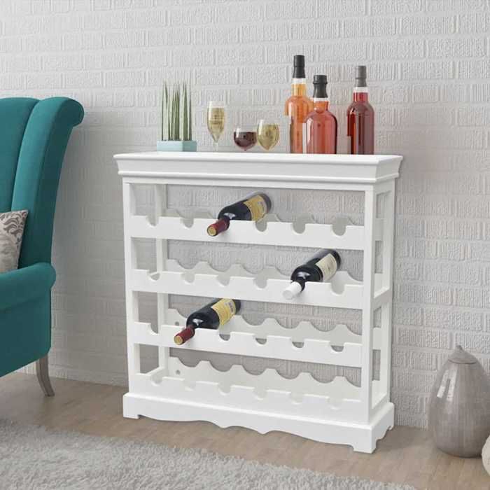 Blanc Casier à bouteilles Abreu Blanc - Meuble Rangement LV26101