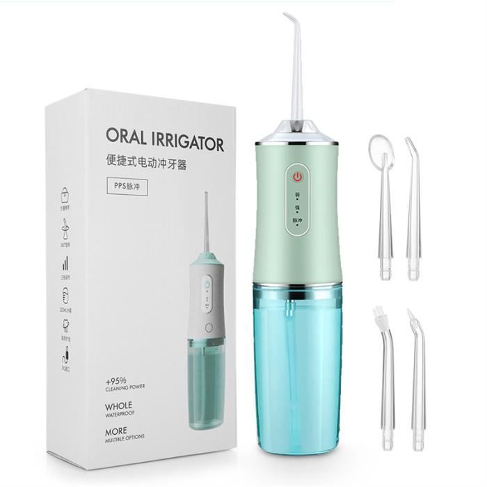 Hydropulseur Dentaire Rechargeable - 220 Ml, 3 Modes, 4 Buses - Neuf (Certifié CE)