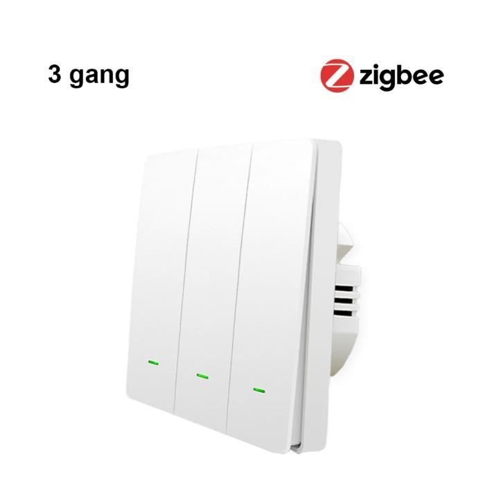 Interrupteur Tactile ZigBee TUYA 4 Circuits Blanc - RTX, Pilotable Smartphone, Install. L+N
