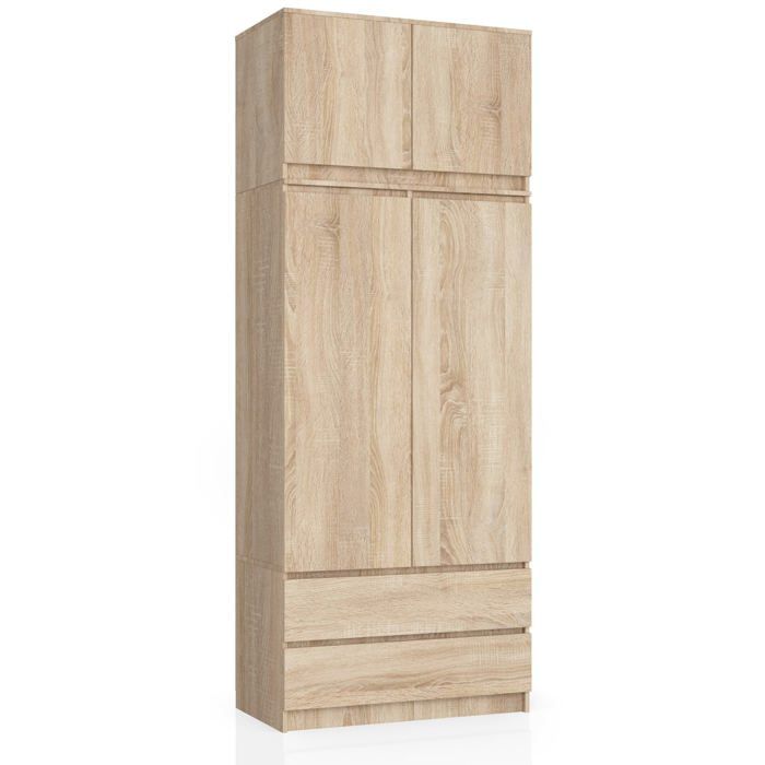 Armoire avec surmeuble AKORD S90 Chêne Sonoma 90 cm 2 portes 2 tiroirs façade Chêne Sonoma 6 étagères 90x51x234 cm Armoire avec surmeuble AKORD S90 Chêne Sonoma 90 cm 2 portes 2 tiroirs façade Chêne Sonoma 6 étagères 90x51x234 cm