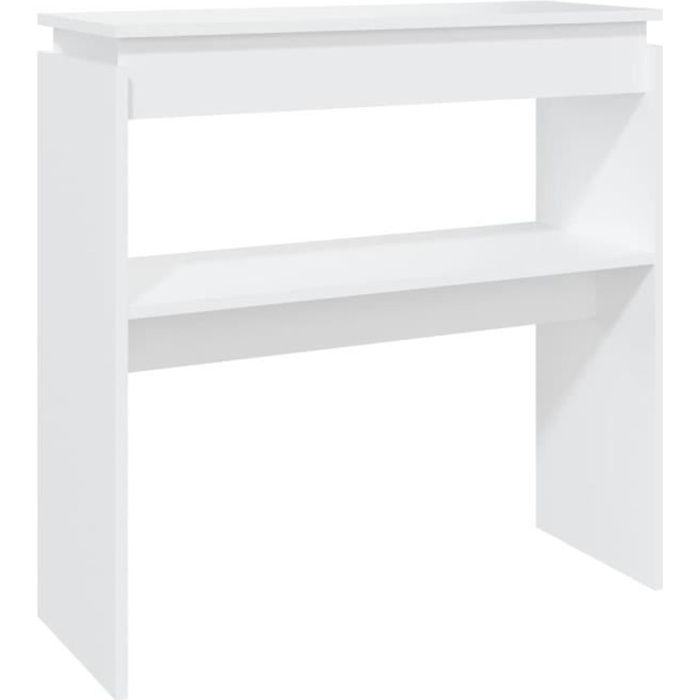 Table console - AKOZON - Blanc - 80x30x80 cm - Aggloméré - Design contemporain