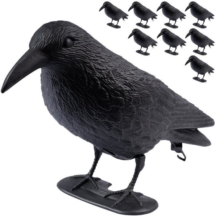 Lot de 9 Corbeaux factices ARTECSIS - Corbeau Anti-Pigeon Leurre de jardin en Plastique Noir