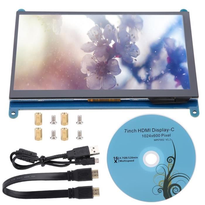 Écran tactile IPS plein écran 7 pouces pour moniteur d'affichage HDMI HD  Raspberry Pi 1024 * 600 - Cdiscount Informatique
