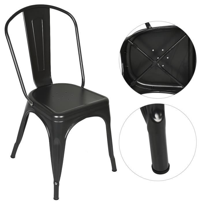 QIAN Lot de 4 Chaises en métal Empilables Style Industriel - Intérieur OU Extérieur - Chaises de Salle à Manger/Balcon/Jardin -