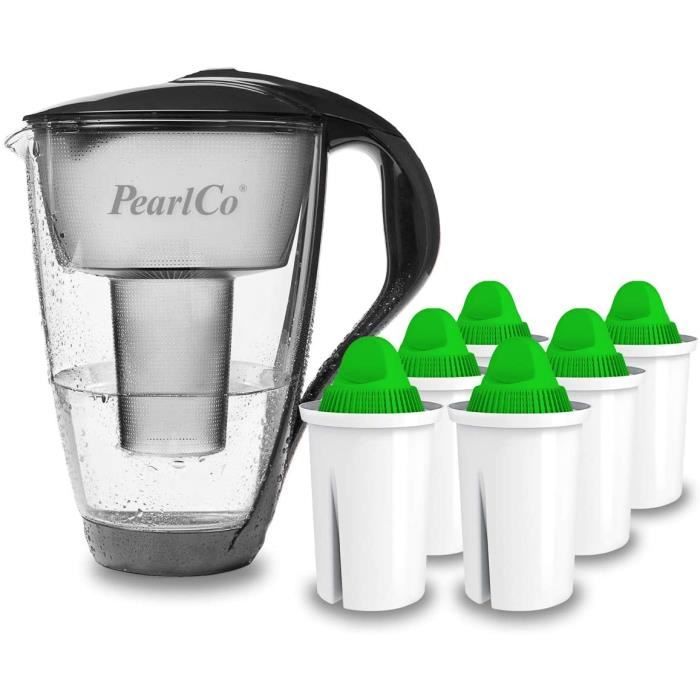 Carafe Filtre Eau PearlCo Carafe Filtre à Eau PearlCo Standard Anthracite - Compatible Cartouches Brita Classic, 2,4L Carafe Filtration Eau PearlCo 2,4L