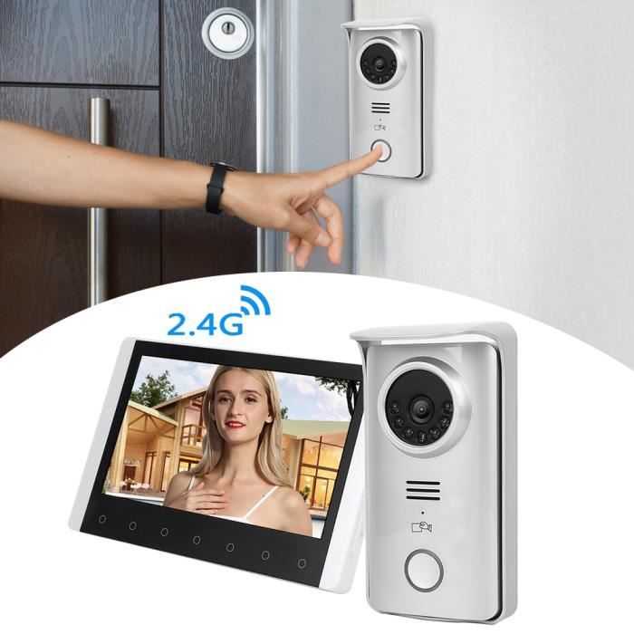 Interphone vidéo sans fil 2.4G 7 pouces TFT LCD sonnette RFID kit  d'interphone visuel de vision nocturne 100-240 V(US ) - Cdiscount Bricolage