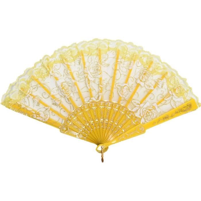 Raveahem Grand éventail pliable à paillettes Rave avec étui, éventail à main rabattable pour hommes et femmes pour festival EDM, boîte de nuit, danse, (Noir, Moyen 27,9 cm