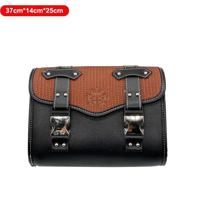 Made In Italie : Sacoche / valise latérale en cuir véritable couleur Marron Havane pour moto Indian Scout