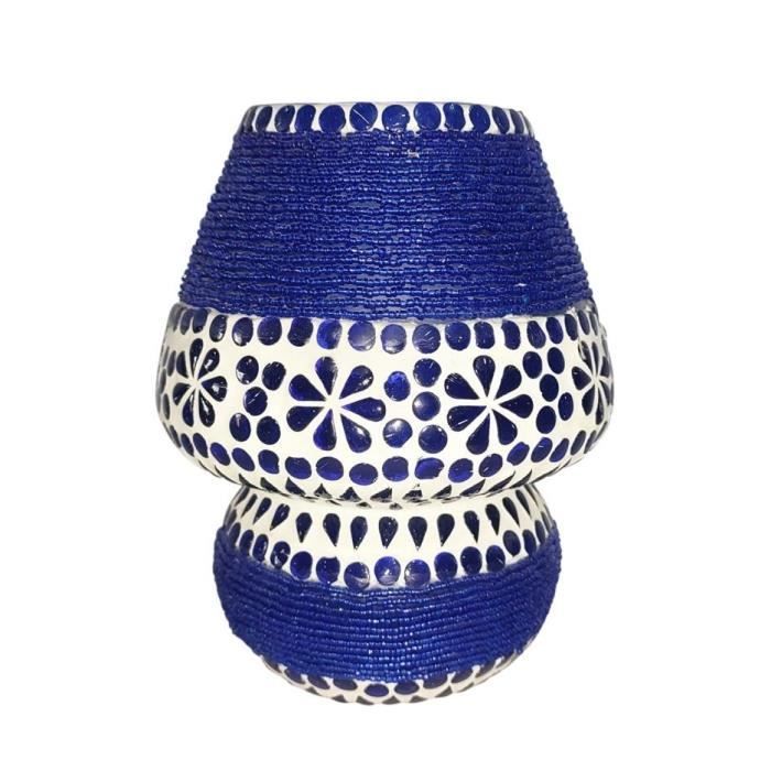 Lampe Mosaïque - 18cm - Bleu AZUR Marine - Verre Mosaïque - Électrique