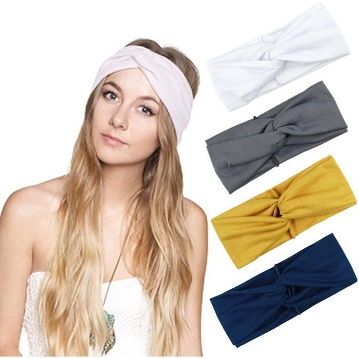 Lot De 8 Bandeaux Vintage Croisés Pour Femme - Polyester/élasthanne - Absorbants Et Extensibles