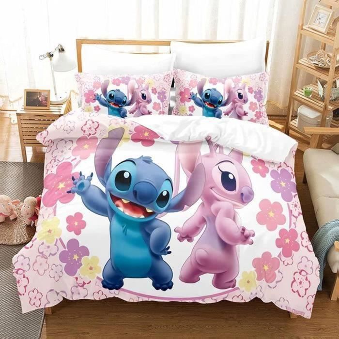 Parure de couette Microfibre - Lilo & Stitch - housse de couette 200x200 cm - rose