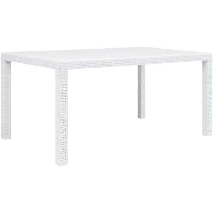 Tables de jardin vidaXL Table de Jardin Blanc 150x90x72 cm Plastique Aspect Rotin Terrasse 99942