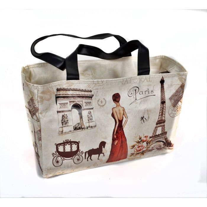 Sac Fourre-tout Toile Tour Eiffel Paris - Léger, Lavable, Bandoulière, Réutilisable Pour Courses Ou Voyage