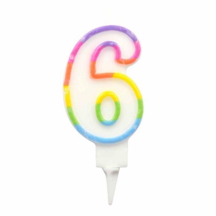 Bougie Chiffre 7 Pailletée Pour Gâteau D'anniversaire - Thème Macaron Arc-en-ciel - 7 Cm De Haut - Pour Fête Enfant - Cire Naturelle