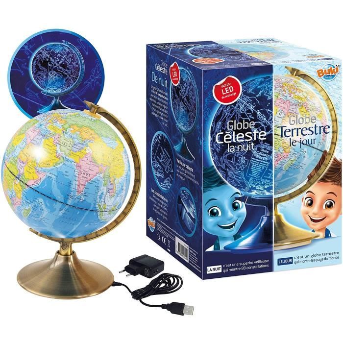 GAESHOW Globe Globe terrestre de bureau rotatif Globe terrestre avec support pour enfants et adultes Bleu 
