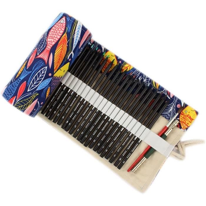 Sac à Pinceaux Toile 30 Trous - Roulable - Pour Aquarelle, Huile - Portable Vert Foncé