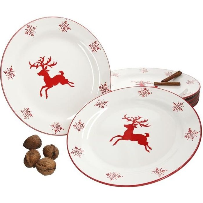 Set de 6 assiettes de Noël I & Cerf I Pour 25765