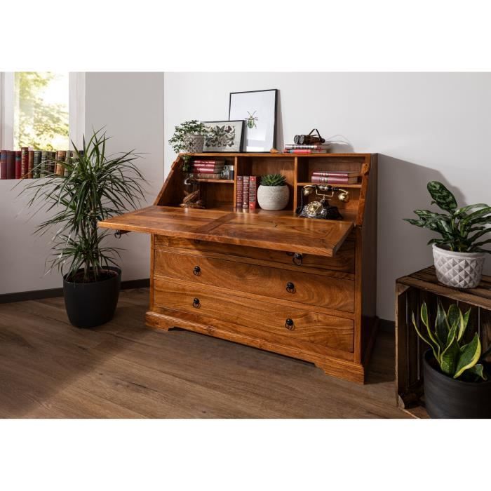 Chaise - Bois Massif D'acacia Laqué (Miel) - Style Colonial - OXFORD #014 - Maison