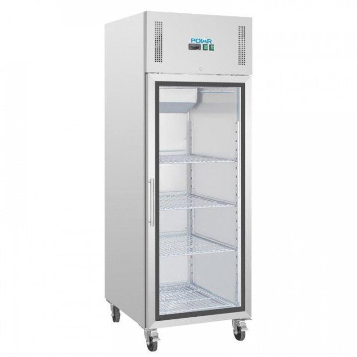 Armoire vitrée inox réfrigérée positive 600 Litres 1 porte vitrée GN 2/1 300 W 220 V - MONO