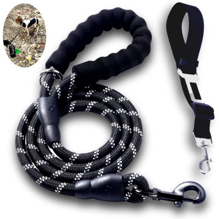 Comparer les prix de Laisse Chien Solide 15m et Ceinture Chien pour Voiture Corde Chien pour Petit et Gros Chien à Attacher au Harnais ou Collier Chien