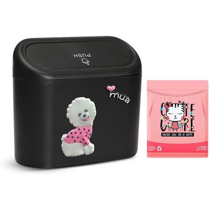 Lot 2 Mini Poubelles Voiture Avec 80 Sacs – Poubelle Auto Multifonction Antidérapante Avec Couvercle Rebondissant, Noir