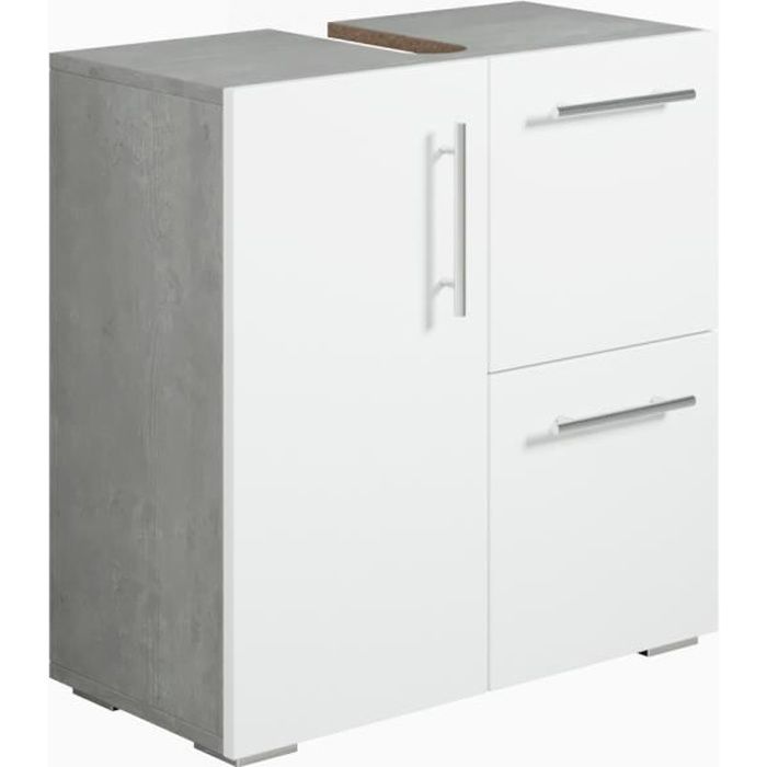 meuble vasque mars - beton avec blanc - 600 x 300 x 600 mm - meuble de salle de bain, colonne, armoire