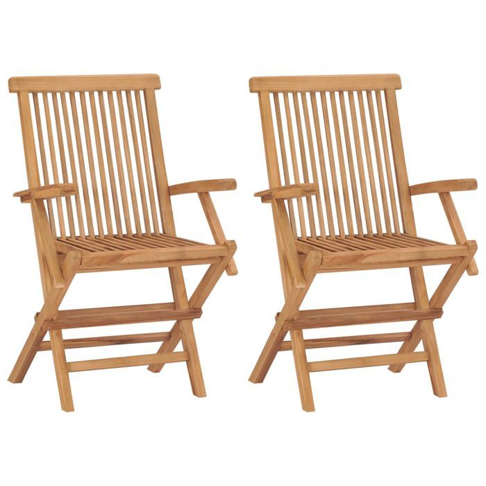 Vidaxl vidaXL Chaises de jardin pliables lot de 2 Bois de teck massif