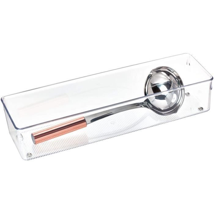 casier rangement plastique compartimenté pour les tiroirs transparent petit rangement tiroir en plastique iDesign range couvert