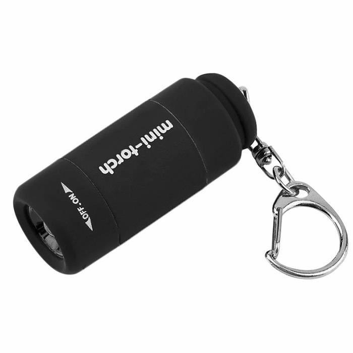 Mini porte-clés LED lampe de poche USB rechargeable puissante lampe de poche fluorescente avec lumières latérales 11 modes de luminosité 400 lumens pour camping extérieur Transparent