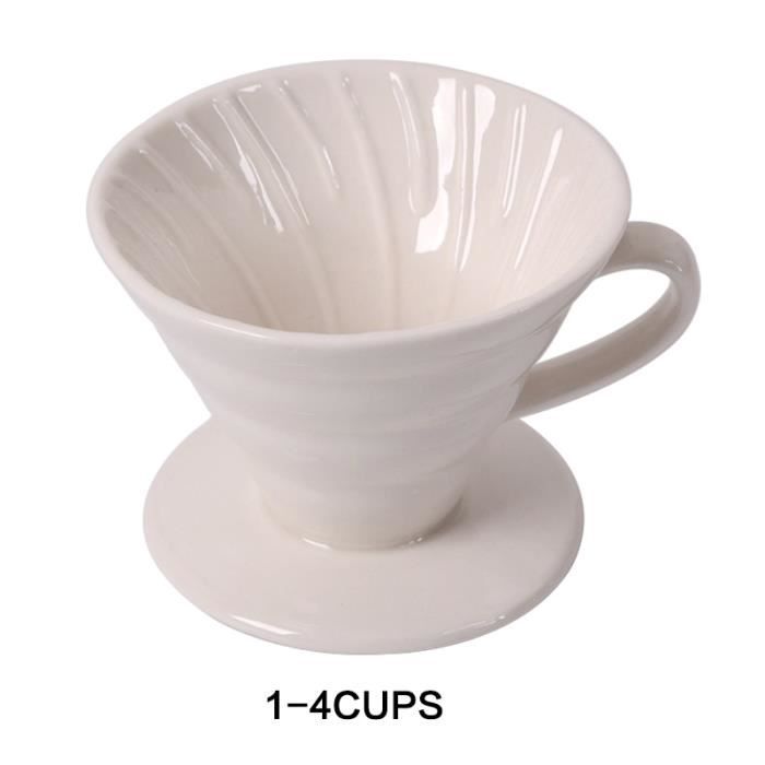 DOWAN Filtre à Café Céramique Permanent - Taille 2 (2-3 Tasses) - Lavable Lave-Vaisselle - Blanc