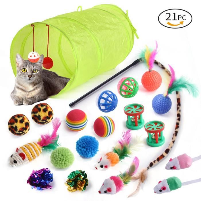 Lot De 21 Jouets Pour Chats Jouet De Boule De Chat Tunnel Chat Jeu Pour Chaton Cdiscount