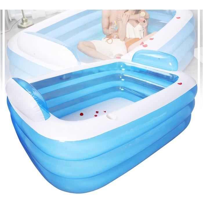 Baignoire Gonflable Pour Adulte - 140x84x74 Cm - PVC Résistant - Pompe Incluse - Pliable Pour Rangement - Jusqu'à 100 Kg